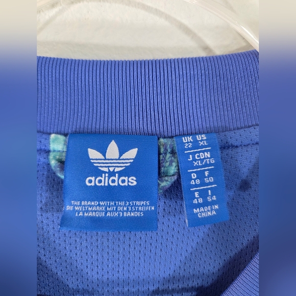 ADIDAS Originals Trefoil Blue Fern Print Lightweight Zip Up Bomber Track Jacket - Picture 6 of 12